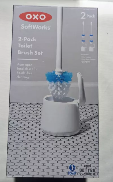 OXO, 2 Pack - Toilet Brush, Auto-Open Canister & Replacement Head