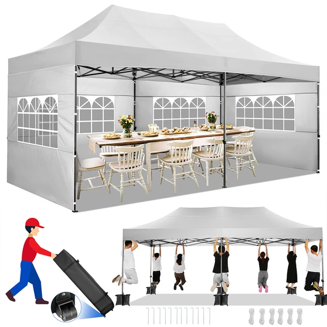 Pavillon 3x6m Partyzelt Festzelt Gartenzelt UV-Schutz 6 Seitenteile wasserdicht
