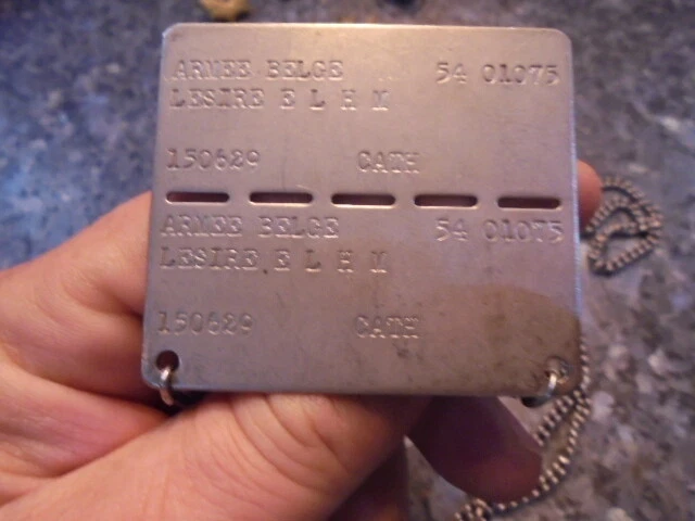 Ancienne plaque identification militaire, matricule Bertelle Erasme