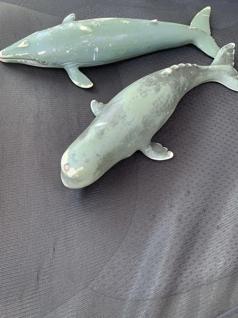 Vintage AAA Sperm & Blue Whale Figure  Around 9" Hard Rubber