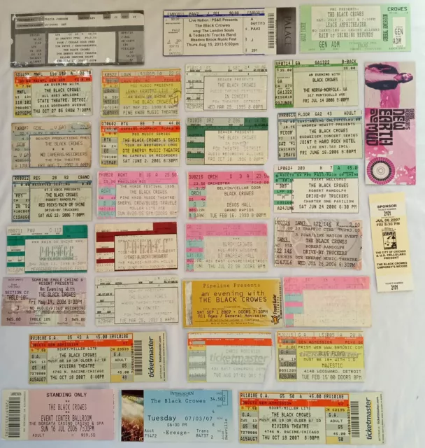 black crowes ticket stubs lot , 1990's to 2000's , DETROIT , concert tix stub