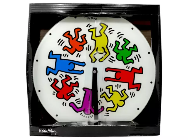 Keith Haring Horloge Murale Verre Rare de Collection 30 CM Comme Neuf