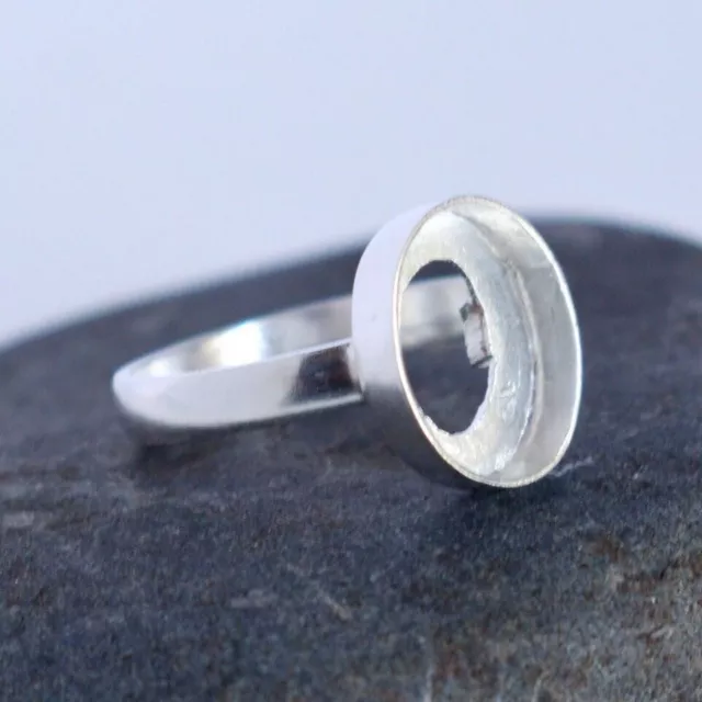 925 Sterling Oval Blank Ring Bezel Cup Silver Set Own Stone Diy Jewelry Making