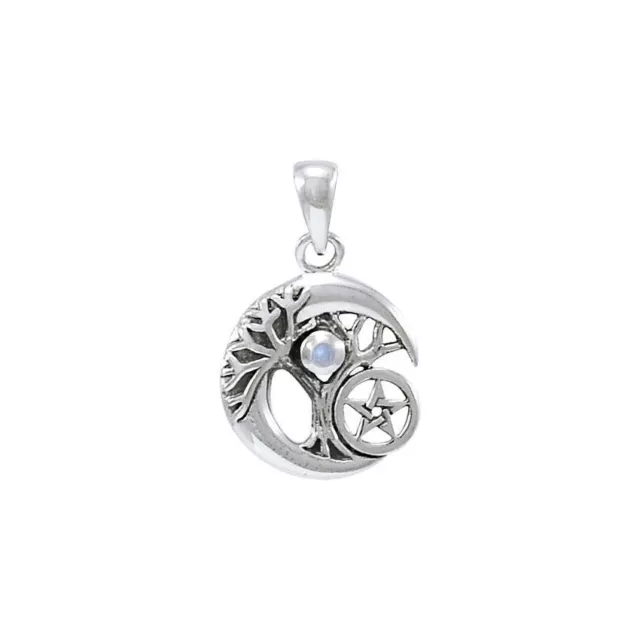 Tree of Life with Moon Star .925 Sterling Silver Pendant by Peter Stone Jewelry