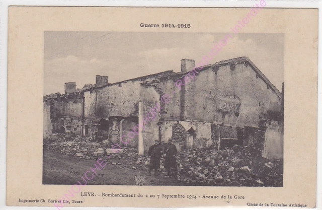 CPA 54760 LEYR Bombing Avenue de la Gare Military September 1914