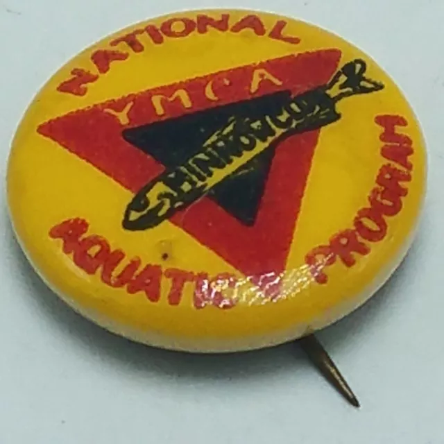 Vintage YMCA International Aquatic Program Pinback Button 3/4" Minnow Club