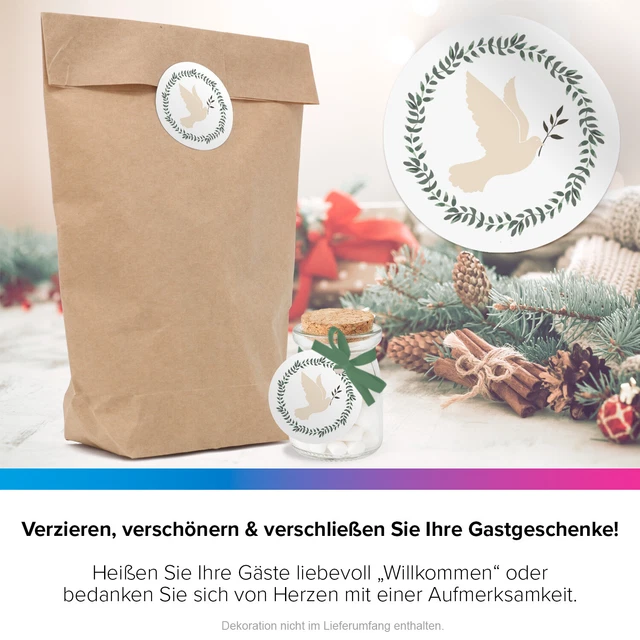 48 Weihnachtsaufkleber Geschenk Aufkleber Etiketten Weihnachten Xmas Taube 4