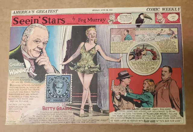 1942 Charles Winninger Betty Grable Seein' Stars by Feg Murray Comic Strip