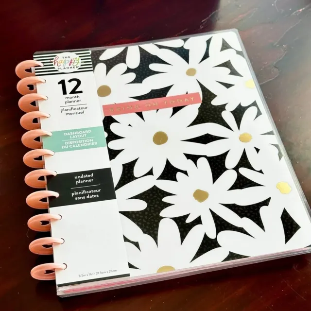 Happy Planner Bright Type Big Undated 12-Month Dashboard Layout Floral