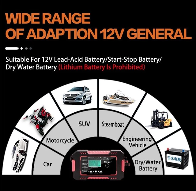 CHARGEUR DE BATTERIE DE VOITURE 12V 6A Auto Moto LCD Numérique Intelligent 3