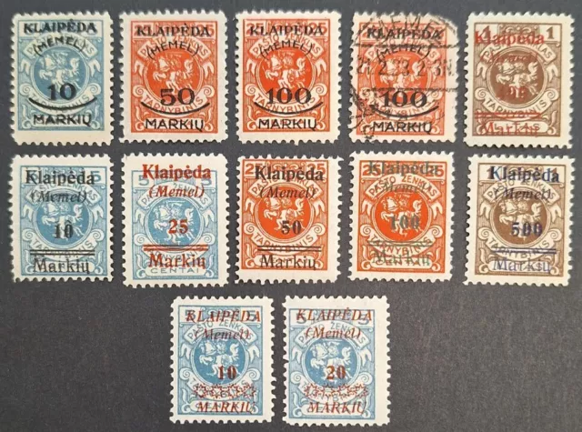 Memel (Lithuanian Occupation) 1923, 12x various Stamps Schd. Mh & Used