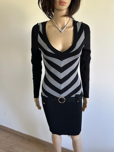 Robe Pull Noire Et Grise Morgan - Taille S - Occasion En Très Bon état