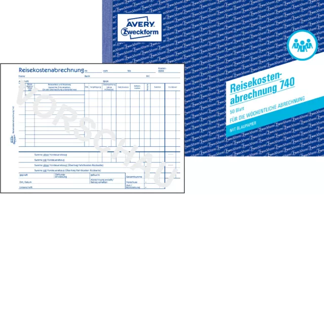 Avery Zweckform 740 Reisekostenabrechnung A5 quer 50Blatt Kfz-Kostenaufstellung