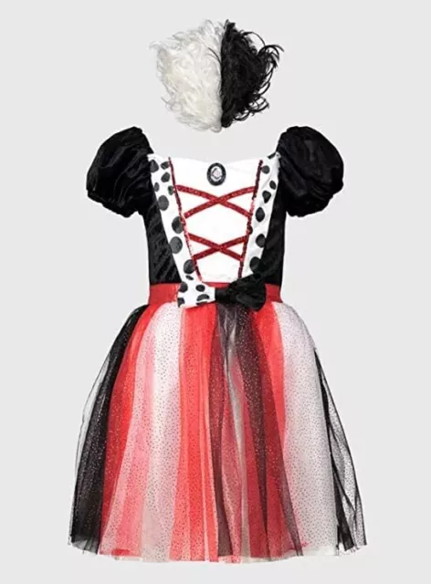 Disney Cruella De Vil Kids Fancy Dress Costume includes Wig