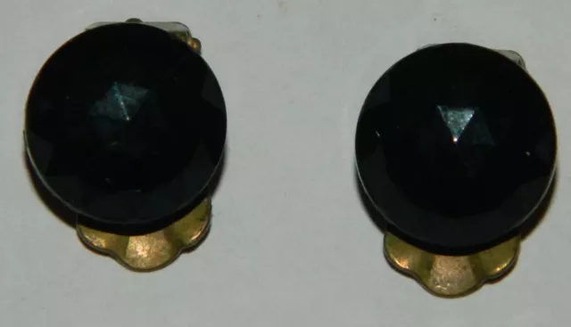 paire de boucles d'oreilles début 1900 en verre noir