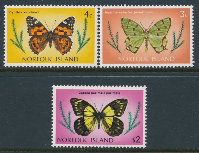 1976-1977 Norfolk Island Butterflies Part Iv Set Of 3 Fine Mint Mnh