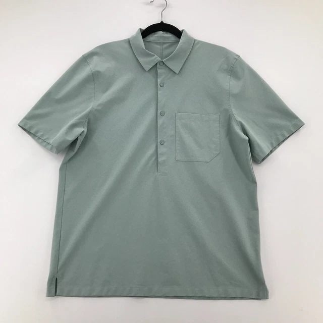 Lululemon Shirt Mens Extra Large Green Button Up Short Sleeve Pocket Casual Men