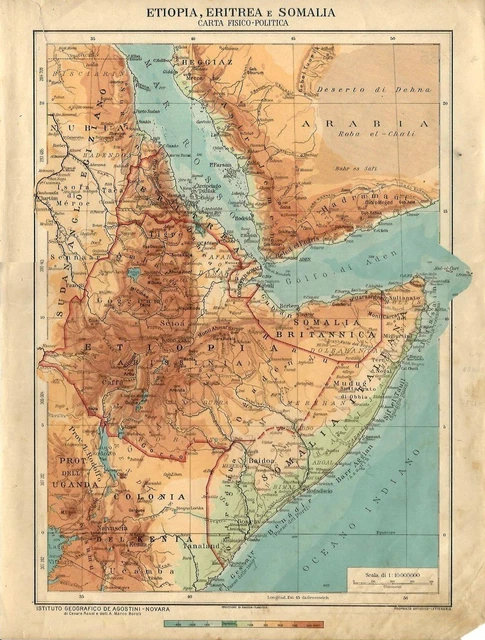 CARTA GEOGRAFICA ANTICA ETIOPIA ERITREA SOMALIA ITALIANA 1926 Old carta-geografica-antica-etiopia-eritrea-somalia-italiana-1926-old