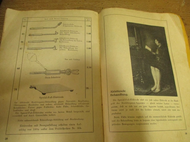 HELIOS Hochfrequenz/Reizstromgerät Heilapparat mit Beschreibung & Koffer 1920 10