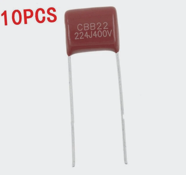 10pcs 400V 0.22UF 220NF 224J CBB Polypropylene Film Capacitor