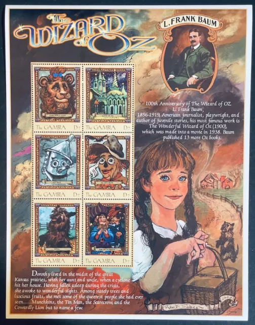 Gambia The Wizard Of Oz Stamps 2000 Mnh Tin Man Toto Scarecrow Cowardly Lion