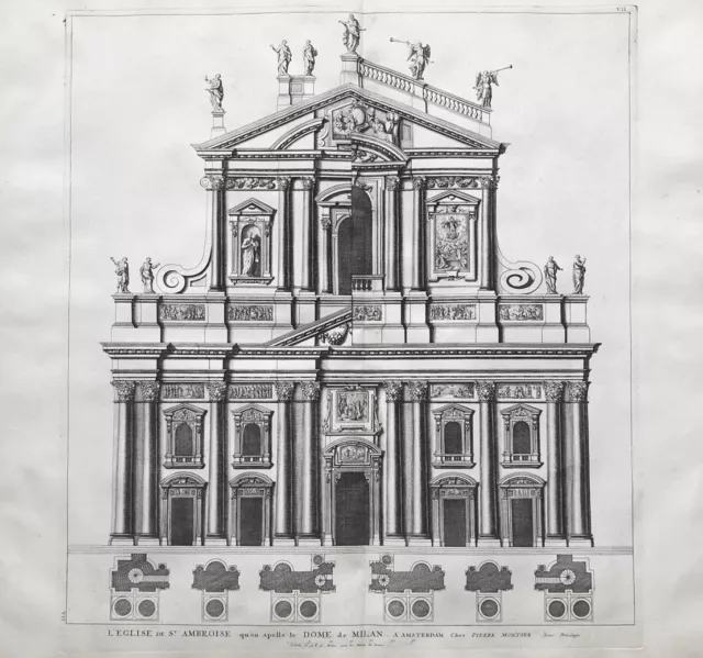 Milano Mailand Duomo veduta acquaforte incisione engraving Blaeu Mortier 1704