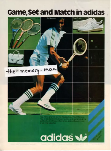 Adidas Nastase Tennis Shoe Sneaker 1979 Vintage Print Ad Original Man Cave  Decor 