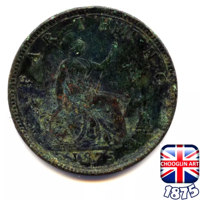 A BRITISH 1875 H VICTORIA FARTHING ¼d coin                     (Re: 1875H_592/3)