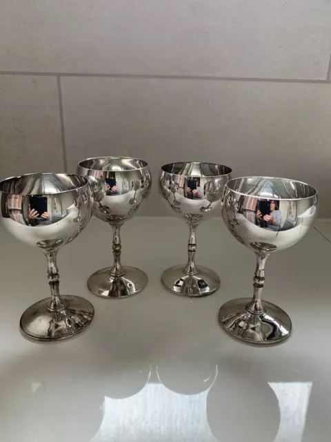 4 x Vintage Silver Plated Small Round Goblets