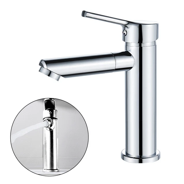 Robinet De Lavabo Chromé à Levier Unique - Montage Sur Plan, Hauteur 164 Mm, Design Moderne
