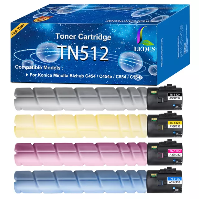 TN-512 Toner Cartridge Sets CMYK for Konica Minolta BizHub C454 C454e C554 C554e