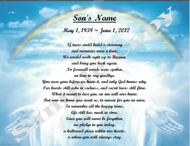 Stairway to Heaven Personalized Poem Gift For That Special Son