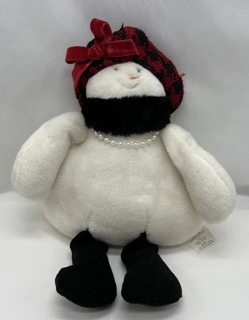 WOOF & POOF 2007 Snowgirl With Pearls Collectible Stuffed Animal Good Condition
