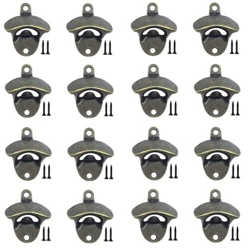 16 Pcs Wall Mounted Bottle Opener Vintage Beer Bottle Opener (Bronze)