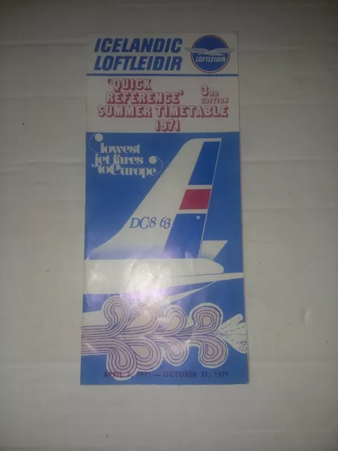 Icelandic Airlines Loftleidir summer timetable 1971