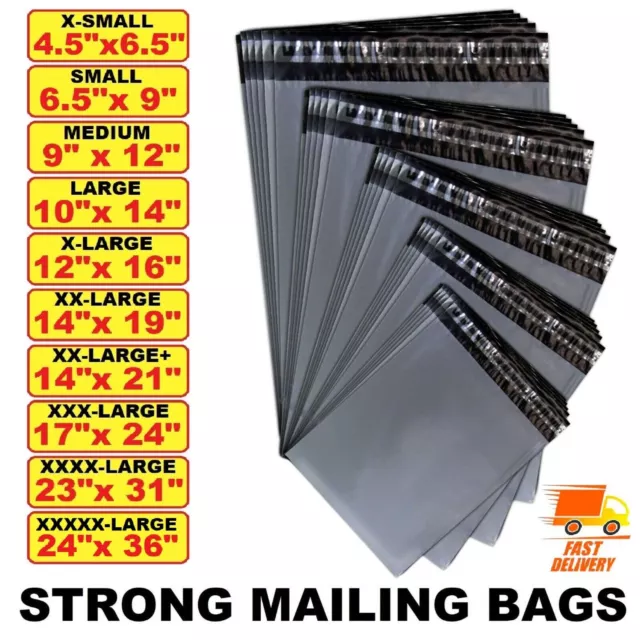 GREY MAILING SELF SEAL POSTAGE BAGS STRONG POSTAL LARGE POST PACKAGING PLASTIC x