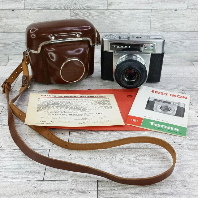 Vintage 1938 Zeiss Ikon Tenax I Camera 3.5cm 1:3.5 lens With Case Tested & Works