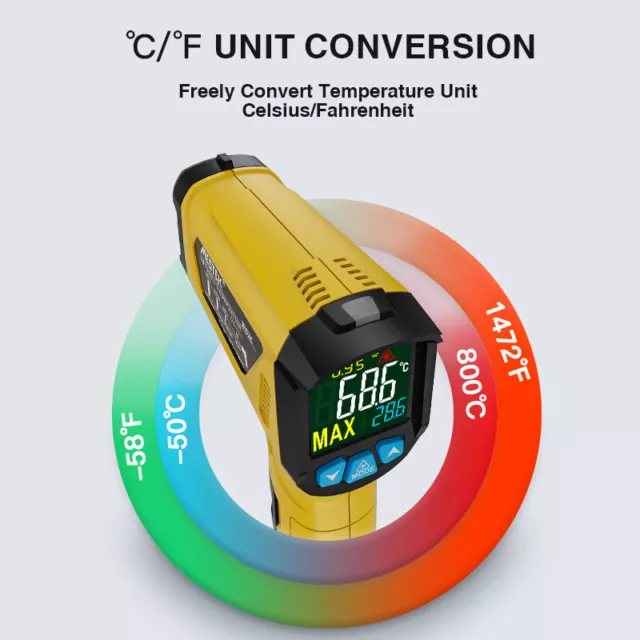 fr Infrared Thermometer Backlight Pyrometer for Industrial Household (800A) 3