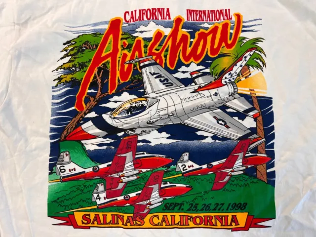 Thunderbirds Airshow T Shirt Vintage Deadstock Single Stitch L Usaf 1998 Henley