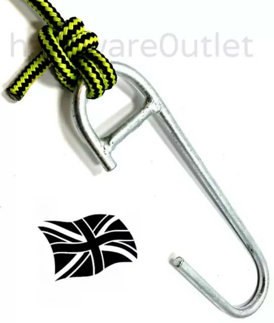 MOORING HOOK PILING Hook GALVANISED 350mm- Mooring Rope Canal Boat ...
