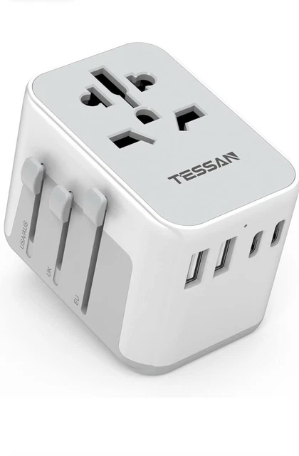 TESSAN Adaptateur de Voyage, Prise Universelle Avec 2 USB Et 2 USB C