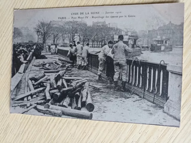 cpa CRUE DE LA SEINE "PARIS" PONT HENRI IV Draft of Wrecks...January 1910