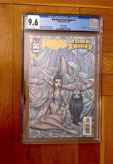 Witchblade/Tomb Raider #1 CGC 9.6 WP Gold Foil Edition Michael Turner Image 1998