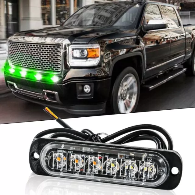 Blanc/Vert 6LED Voiture Camion Avertissement Danger Lumière Stroboscopique 12V 3