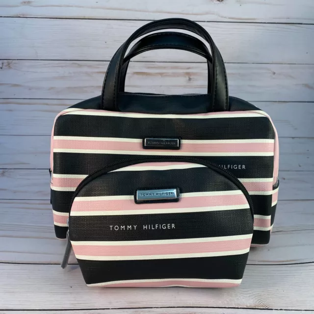 Tommy Hilfiger Travel Makeup Bag Set, 2-Piece Toiletry Cosmetic Bags for Women