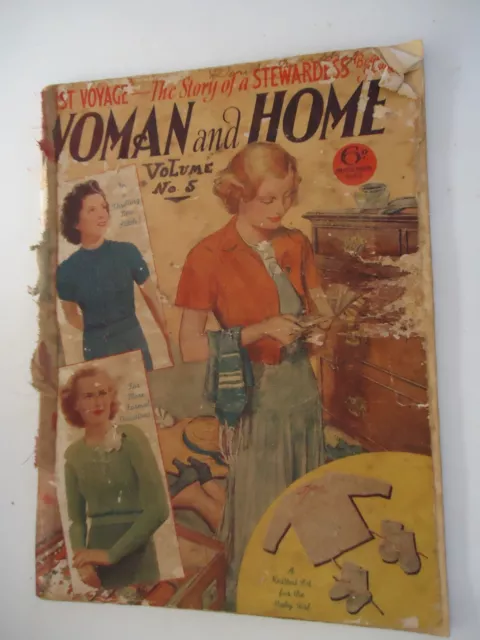 Woman & Home Magazine Sept 1938 Knitting Designs Needlework Fashion FREE POSTAGE