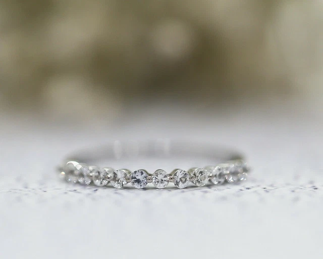 0.5Ct Round Cut Moissanite Bubble Women Wedding Band Ring White Gold Plated