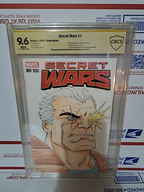 Secret Wars 1 Blank with original Cable head sketch by Greg Kirkpatrick cbcs 9.6