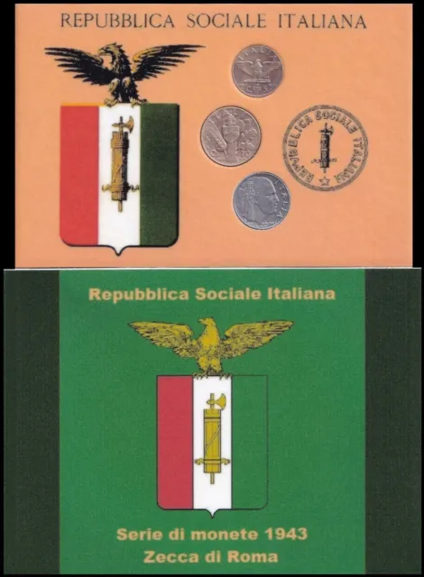 Italy 1943. Set of Standard Coins. Rome Mint. Italian Social Republic. Original.