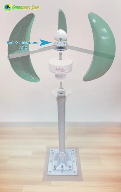 Cubo de eje vertical GreenergyStar + cono nariz (3 enchufes) para turbina eólica VCMT